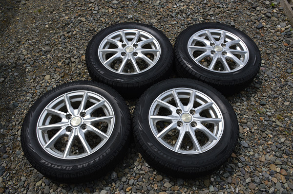 155/65R14 BLIZZAK REVO GZ スタッドレス アルミ 4本セット ミライースに使用 ブリザック レボGZ 中古