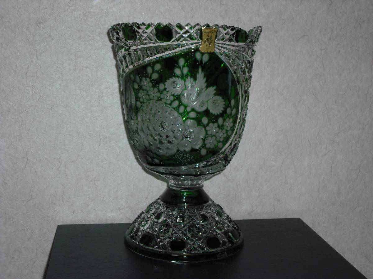 ●マイセンクリスタルの花瓶●花柄●大型高さ26cm●未使用展示品●箱入り●格安即決●