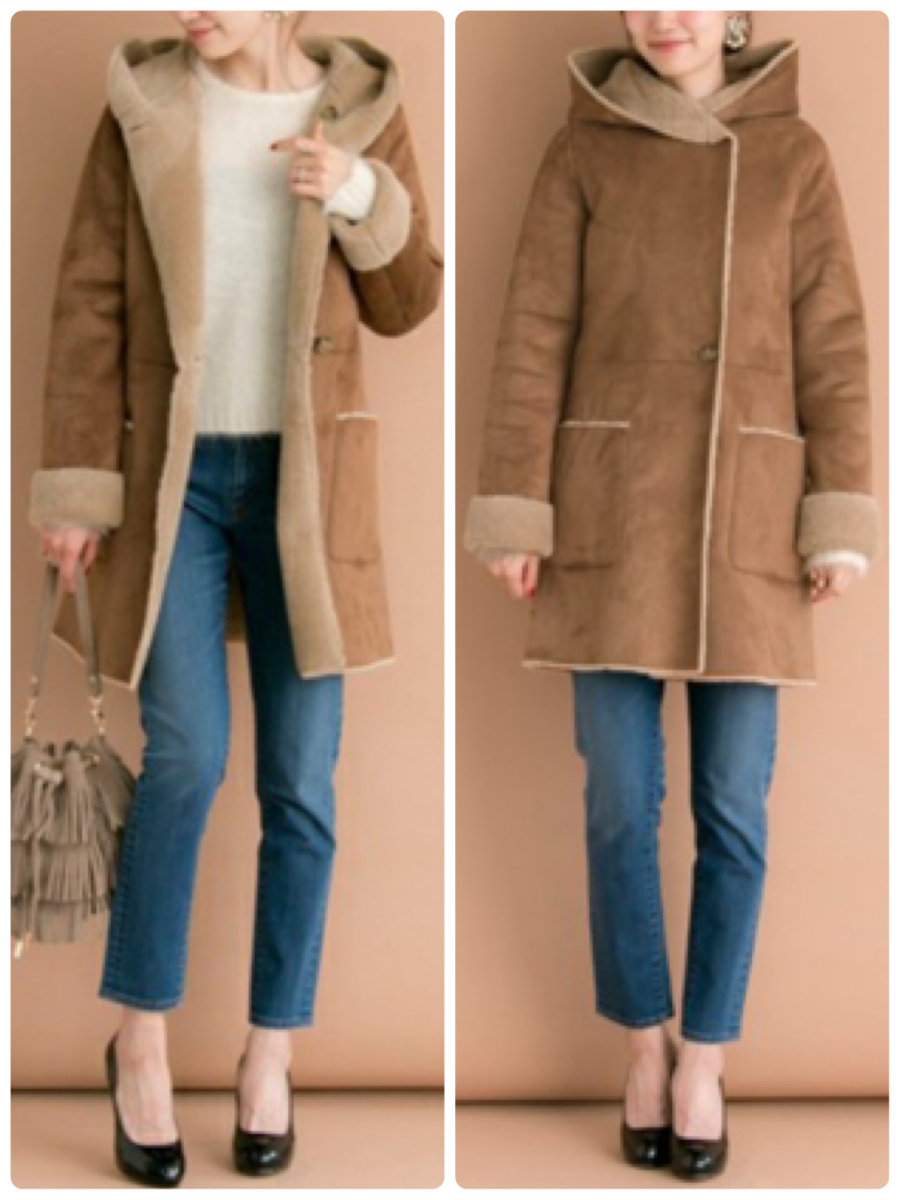 美品 アーバンリサーチ リバーシブルムートンフードコート