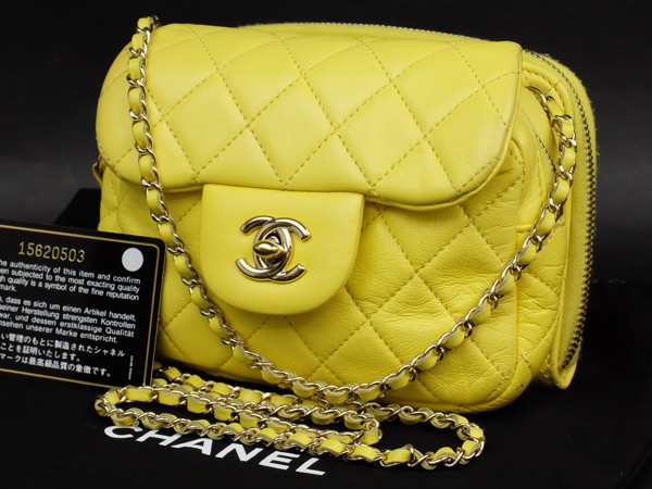 ★綺麗15番台【CHANELシャネル】マトラッセ★チェーンウォレット★ミニショルダーバッグ★ポシェット★ラムスキン★黄色イエロー★