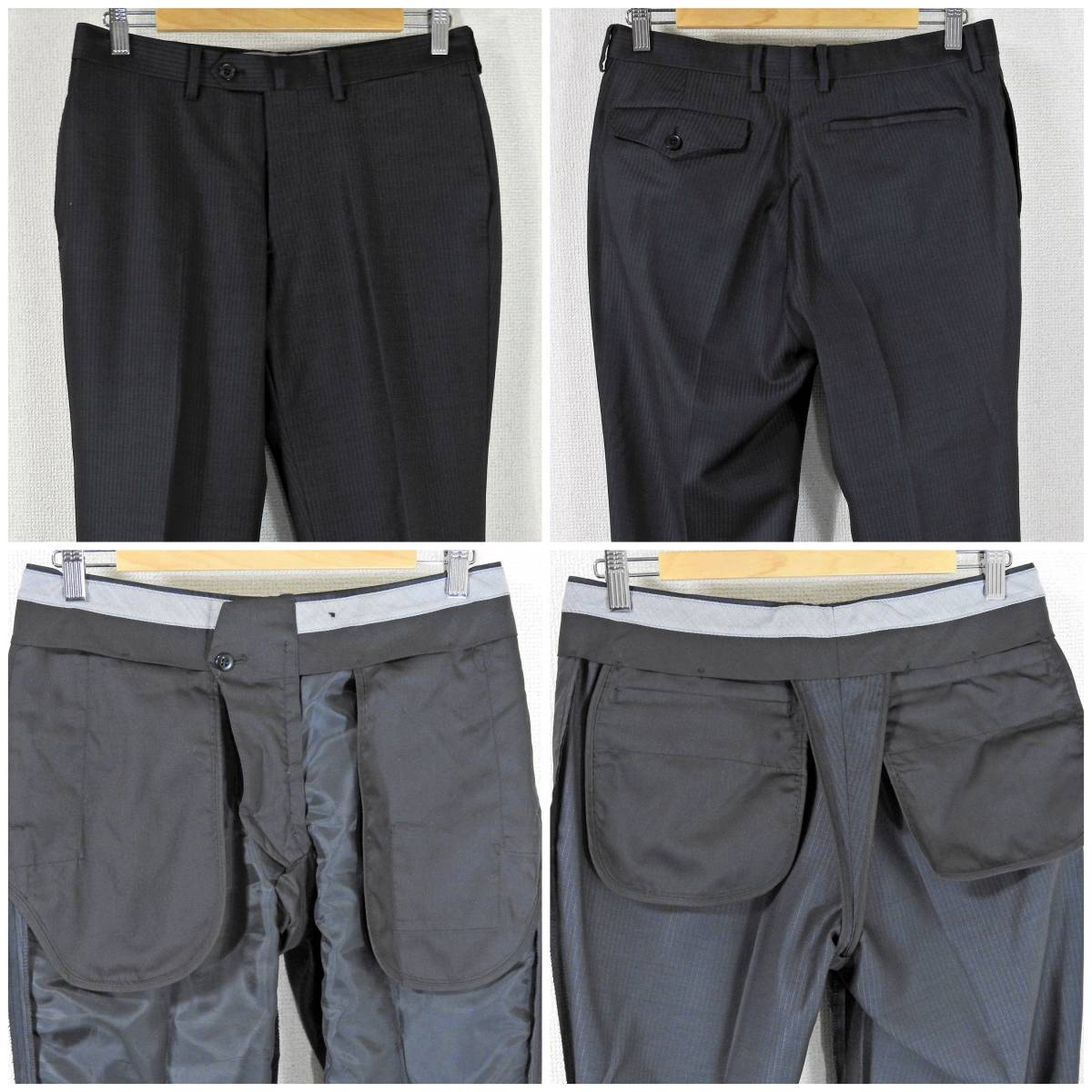 極美品◆スーツカンパニー スーツ 濃グレー・ストライプ 170cm-6Drop Ａ５ カノニコ生地 検 スーツセレクト オリヒカ P.S.FA