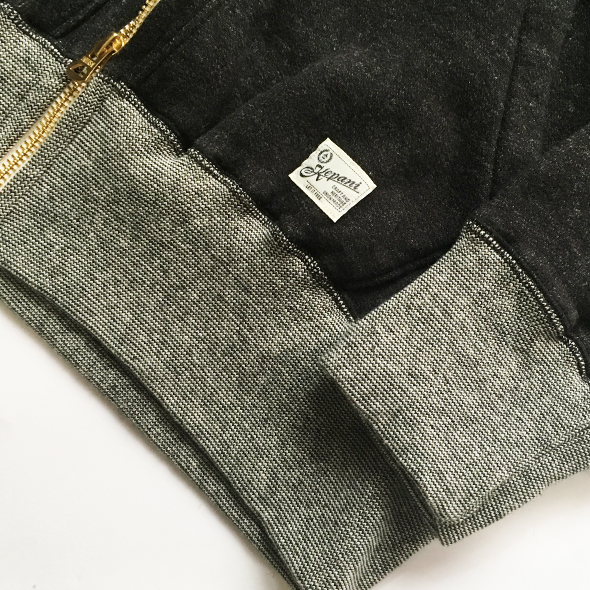 処分ケパニkepaniフルジップスウェットパーカーBLACK 新品 Lサイズ（4）日本製Q&U