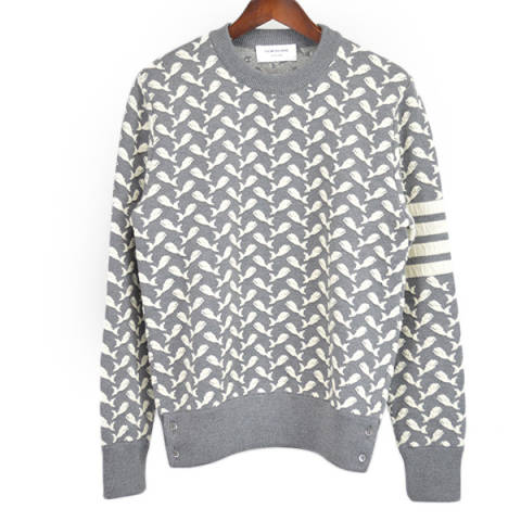 THOM BROWNE(トムブラウン)15AW クジラ総柄4ラインクルーネックニット