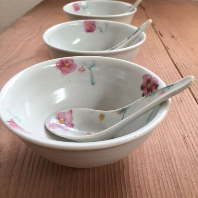 伊藤聡信 印判 和食器 小鉢3個セット 美品 ピンク