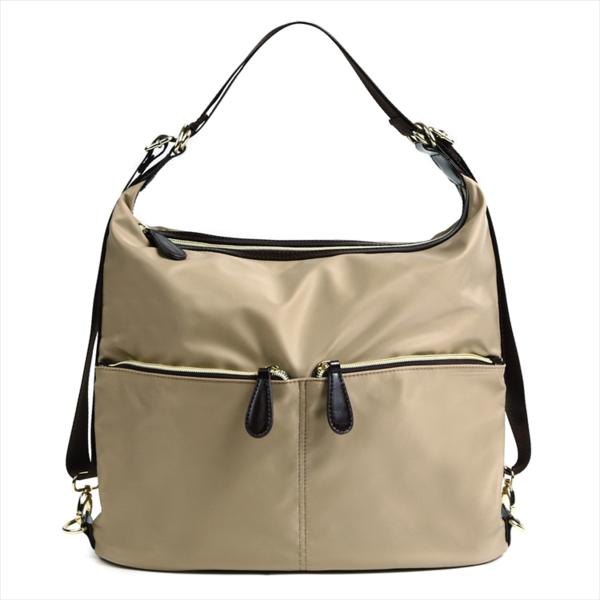 レディース リュック ショルダーバッグ 3way ナイロン（ベージュ）