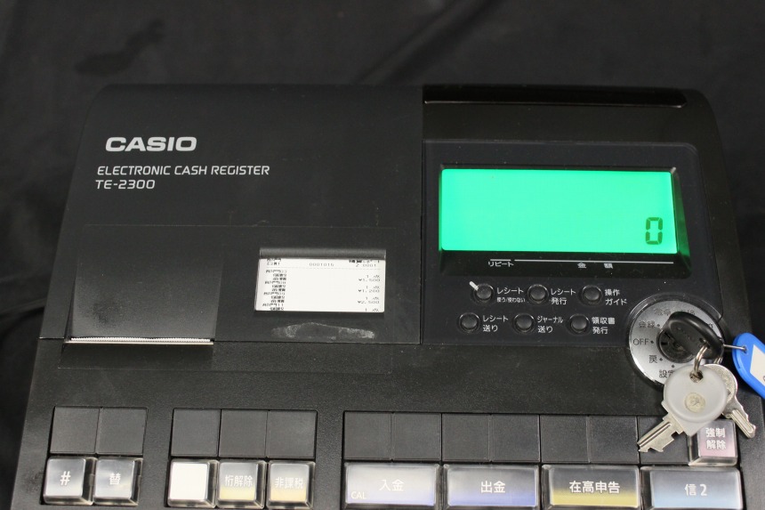 緑屋*泉□CASIO カシオ TE-2300 レジスター 11年製 動作品 中古 レジスタ*k