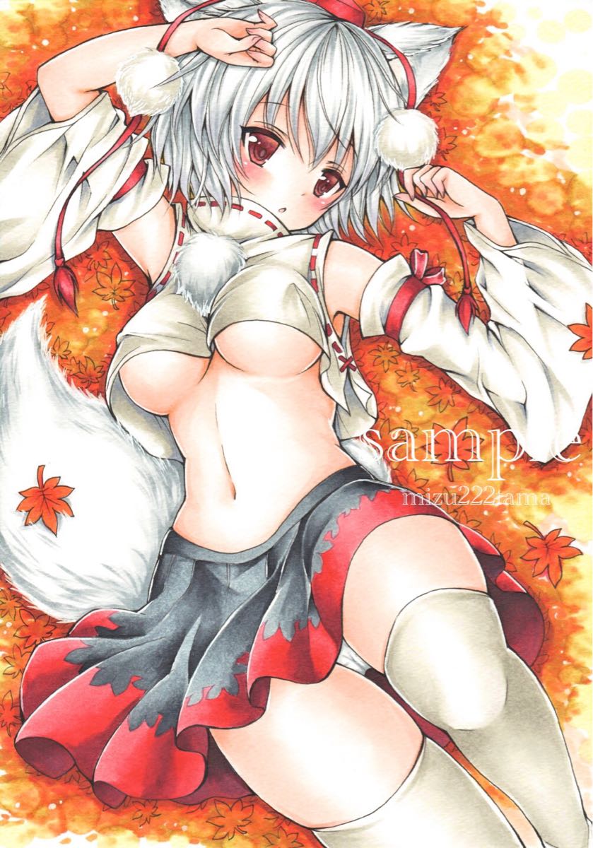 超歓迎された 東方project ハガキサイズ 手描きイラスト 犬走椛 アート 写真