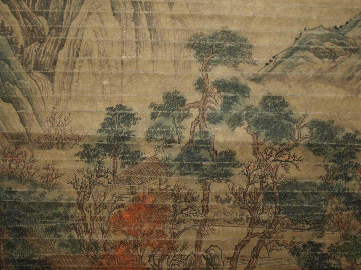 古民家整理品 中国清時代掛け軸 肉筆水彩絵 骨董品 唐物 R1700 C6-3