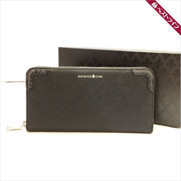 1円 本物 未使用 パトリックコックス 長財布 ラウンドジップ 黒系 レザー 箱付【008】