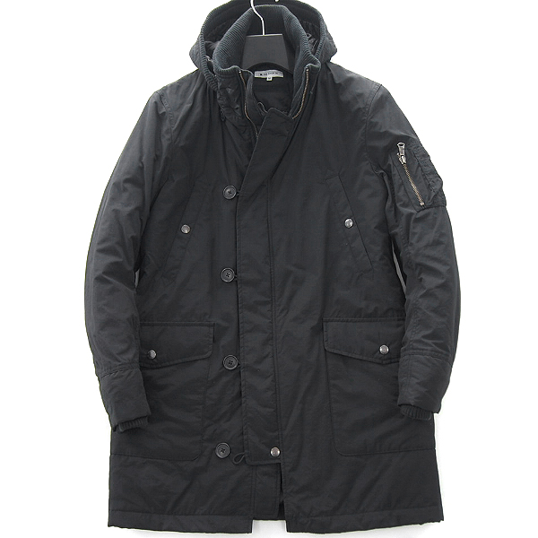 新品 TK タケオキクチ 中綿入りN-3B型コットン×ナイロンクロス ミリタリーコートM黒★J28035