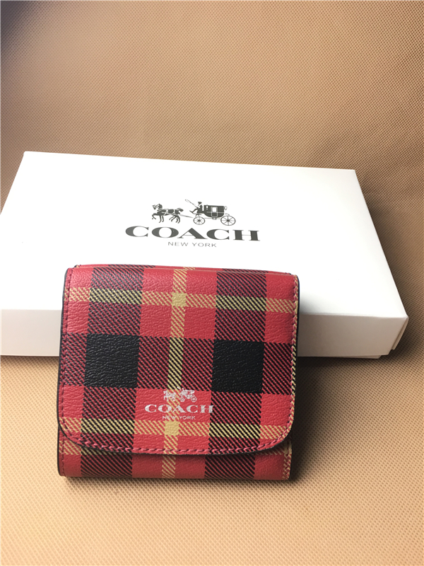 新品　COACH コーチ Ｗホック トゥルーレッドマルチ 三つ折り財布　F55934 アウトレット