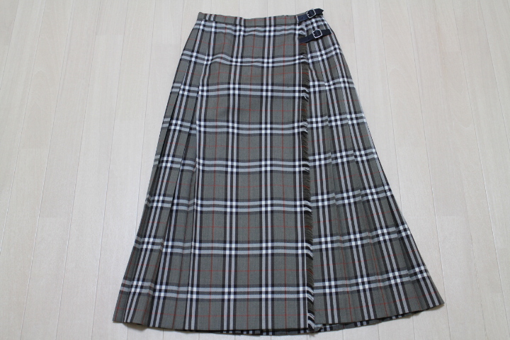 三陽商会 BURBERRY バーバリー ノバチェック柄 プリーツ巻きスカート
