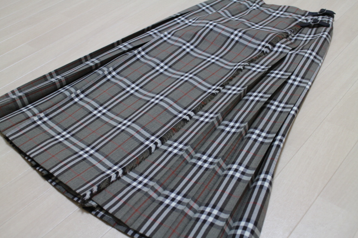 三陽商会 BURBERRY バーバリー ノバチェック柄 プリーツ巻きスカート