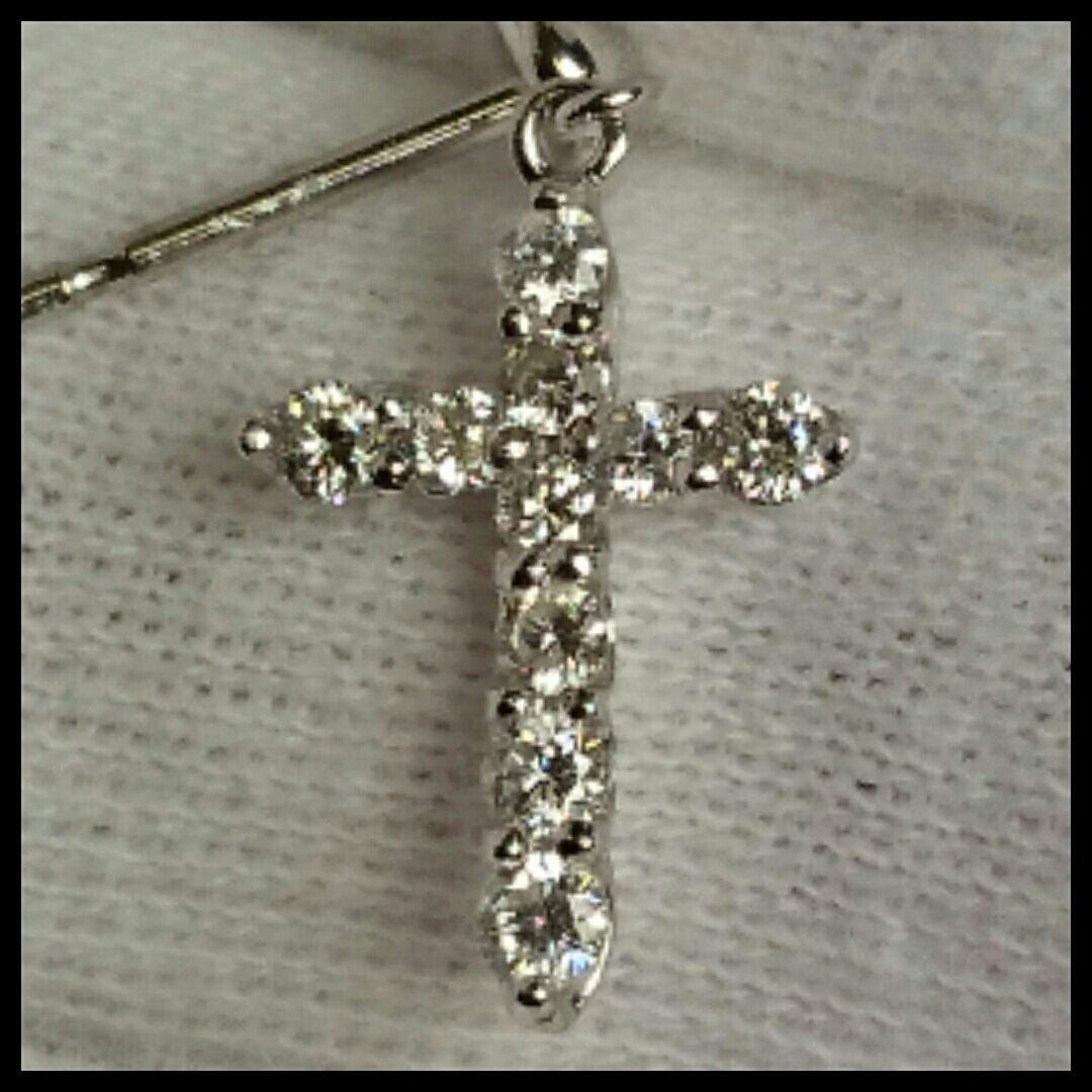 中古 Ｋ14ＷＧ ダイヤ0.25ct 片耳　人気のクロスピアス Ｋ74_4