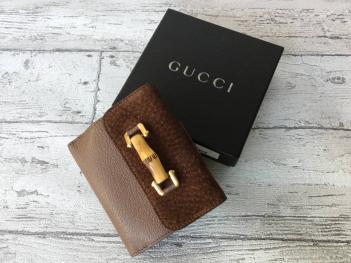GUCCI（グッチ）◇スエード×レザー×バンブー 2つ折り財布