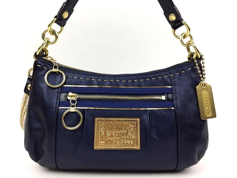 COACH コーチ ポピー サファイア メタリック レザー グルービー 2way 