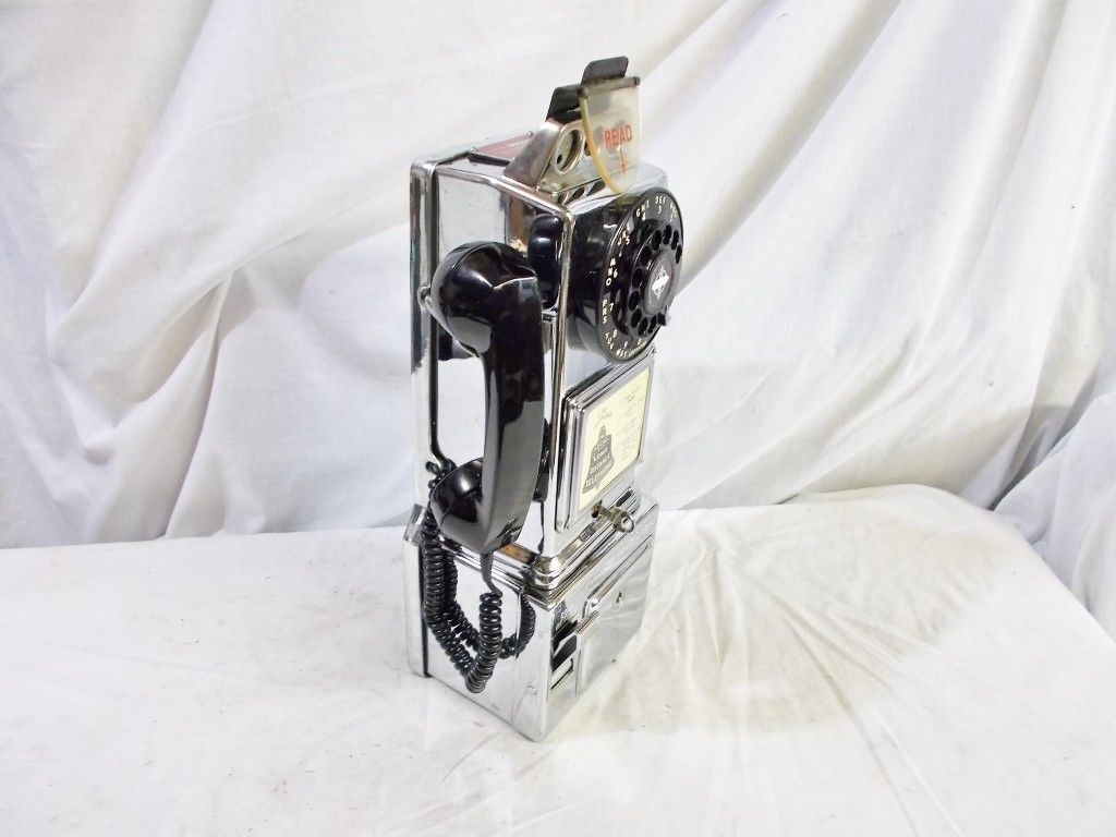 美品！　レア！！ 1950s-60s Chrome Automatic Electric 3スロット 公衆電話　Old “Read” Sign