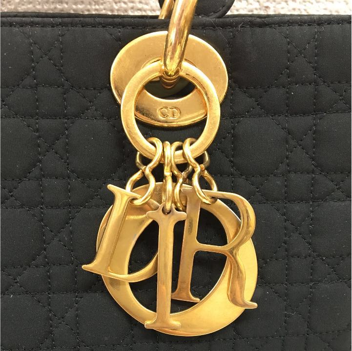 ディオールレディーディオール(^O^)ハンドバック ☆オールブラック☆Dior《LADY D-JOY》ミディアムバッグ (Dior