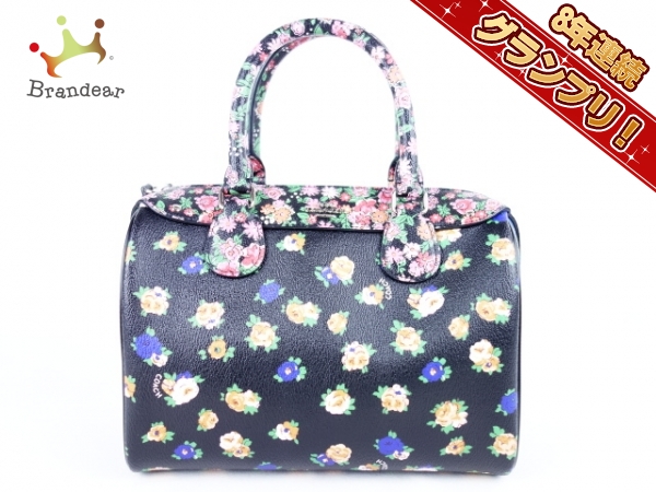 コーチ COACH バッグ ハンドバッグ PVC(塩化ビニール) 黒×マルチ F57626 - 美品