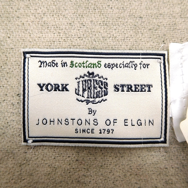 ■スコットランド製Johnstons使用 新品 J.PRESS YORK STREET Jプレス ジェイプレス ジョンストンズ ウール100％ マフラー ストール 緑系