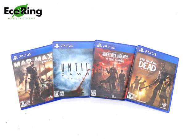 1円 ウォーキングデッド＆マッドマックス＆アンティルドーン惨劇の山荘＆シャーロックホームズ悪魔の娘 PS4用ソフト 計4点セット HJ642