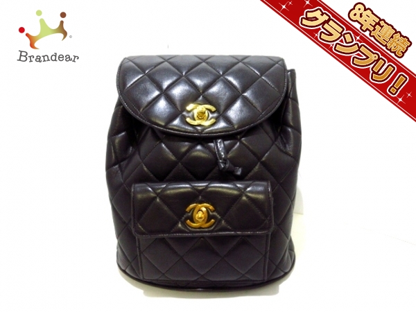 シャネル CHANEL バッグ リュックサック ラムスキン 黒 チェーンショルダー/ゴールド金具 マトラッセ