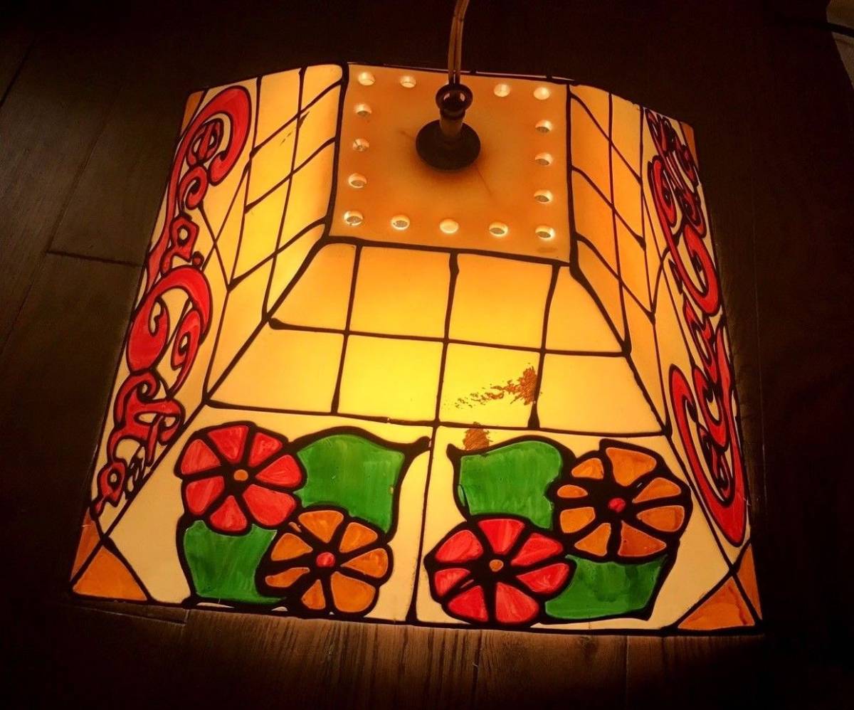 激レア 希少 Coca-Cola ステンドグラス ランプ ビンテージ　コカ・コーラ　ステングラス　ライトアップランプ　１９７０，８０年代　希少 プールランプ