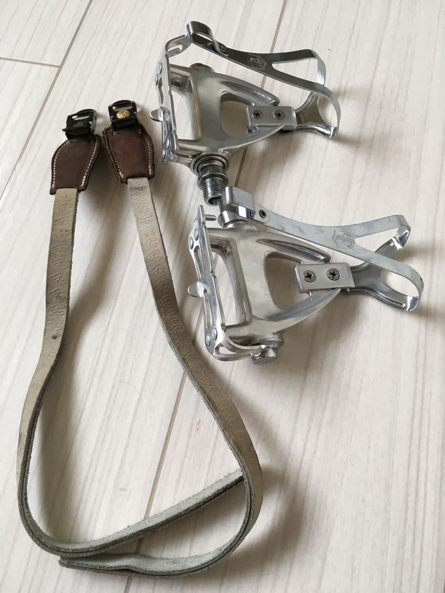 【希少】campagnolo エアロペダル＆クリップ　cinelli ストラップ