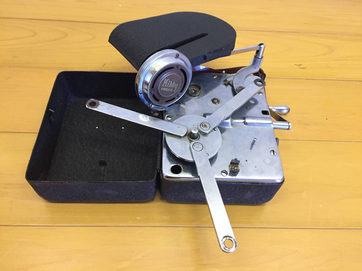 アンティーク】Mikky PHONE ミッキーホーン 携帯用 蓄音機 小型