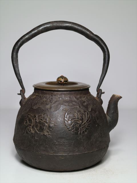 希少 銅蓋 鉄瓶 茶道具 急須 古美術品 鉄瓶 銅蓋 茶道具 鉄器 美品