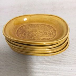 珉平焼 5枚揃い 龍 小判型 草鞋型 豆皿 タイル 小皿 民