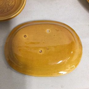 珉平焼 5枚揃い 龍 小判型 草鞋型 豆皿 タイル 小皿 民