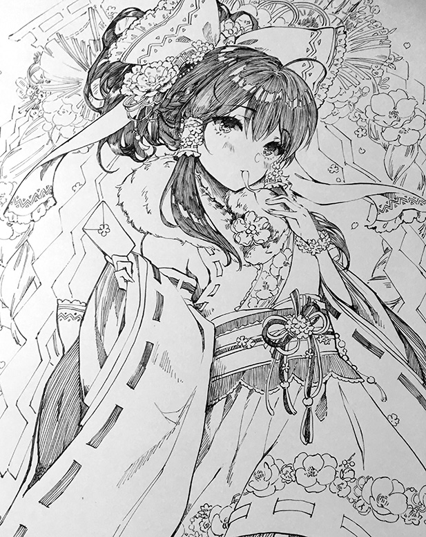 博麗霊夢 同人手描きイラスト 東方project ラフ付き 年賀18 手描きイラスト 売買されたオークション情報 Yahooの商品情報をアーカイブ公開 オークファン Aucfan Com