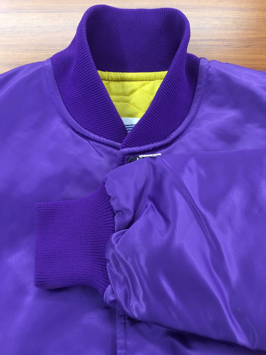 STARTER◆LAKERS/スタジャン/M/ナイロン/PUP/ヨゴレ有