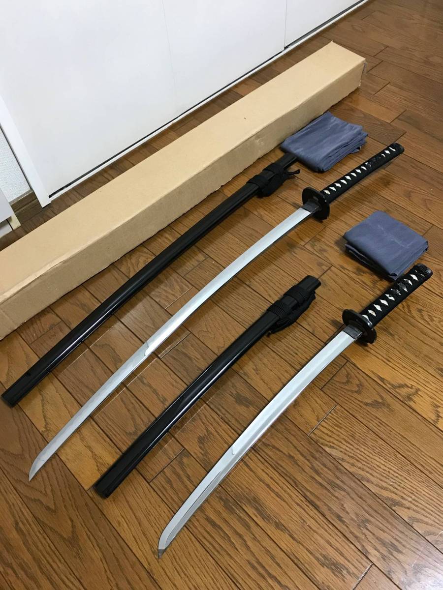 模造刀 黒鞘 大小2本セット 未使用品 G）模造刀 日本刀