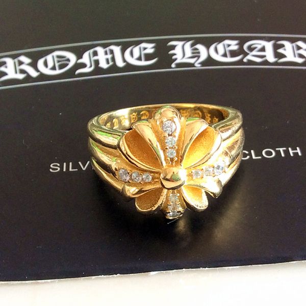 CHROME HEARTS クロムハーツCHクロス22k パヴェダイヤリング指輪　19号 CHROME HEARTS 22K Triple CH