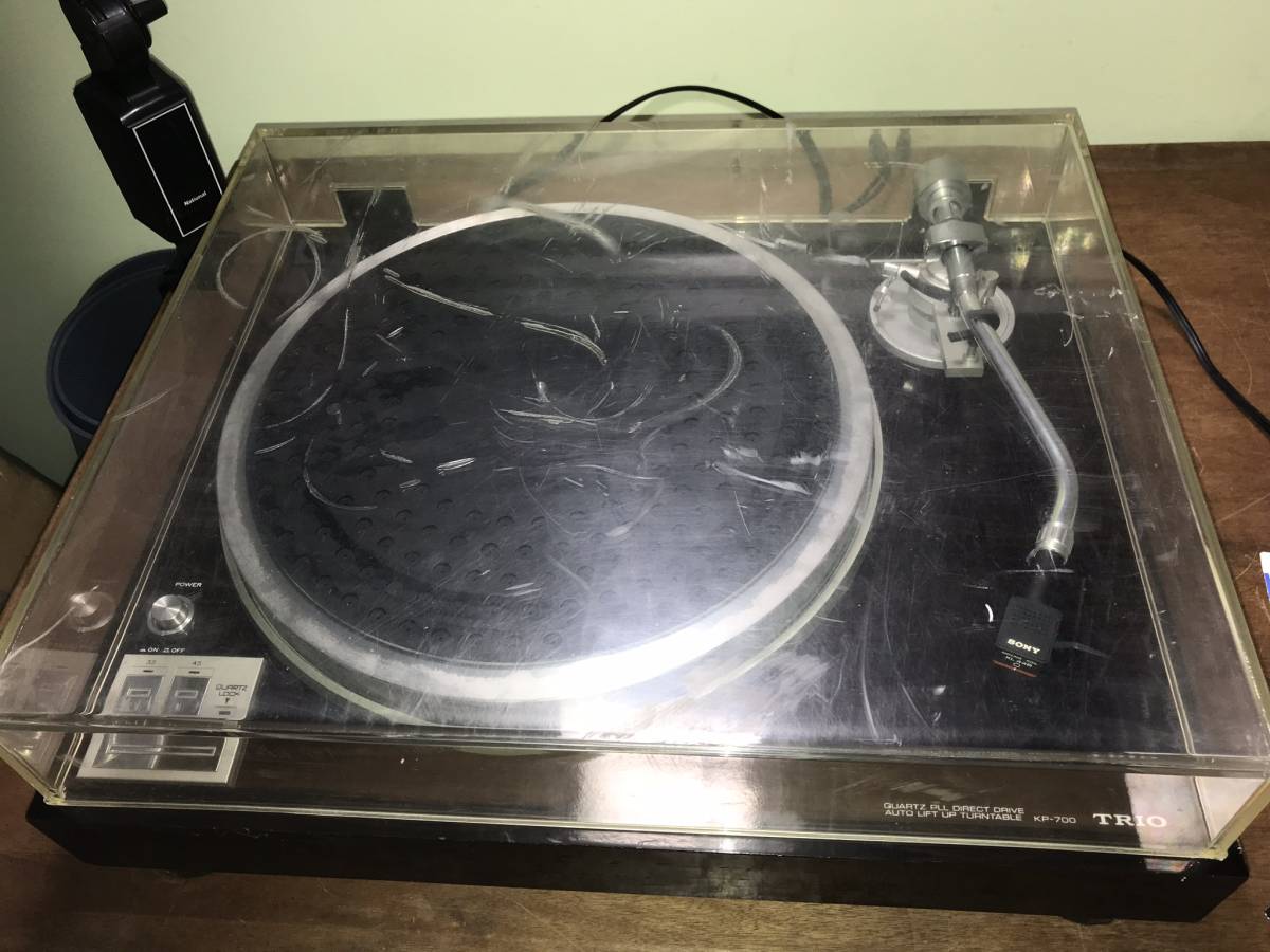 TRIO KP-700 トリオ ターンテーブル レコードプレーヤー 動作品 SONY/XL 44B フタ難あり