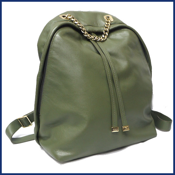 フルラ レザー リュックサック グリーン【305089】
