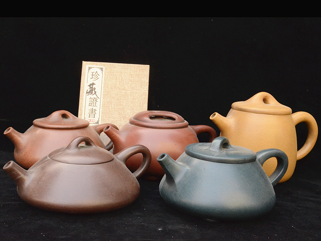 ☆館蔵品☆ 紫砂壷彩泥製「景舟五式」茶壷