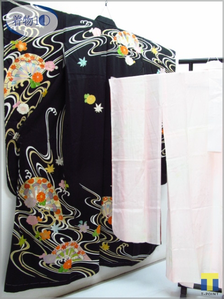 着物屋こころ□豪華振袖 草花文 金彩 着丈 160cm 裄 65cm 正絹 逸品 B