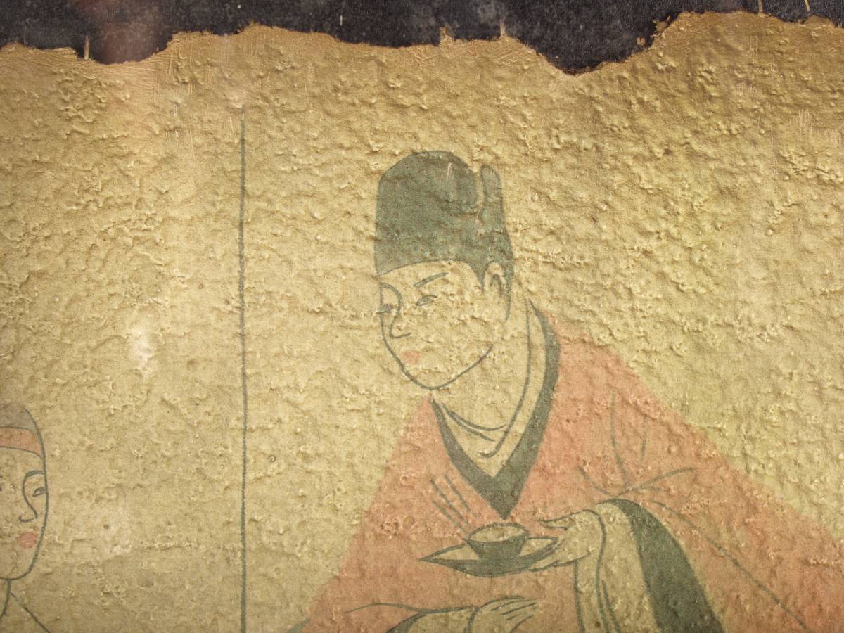 中国骨董市 掘り出し品中国唐時代 敦煌莫高窟壁画 人物像 AK1794B10-5