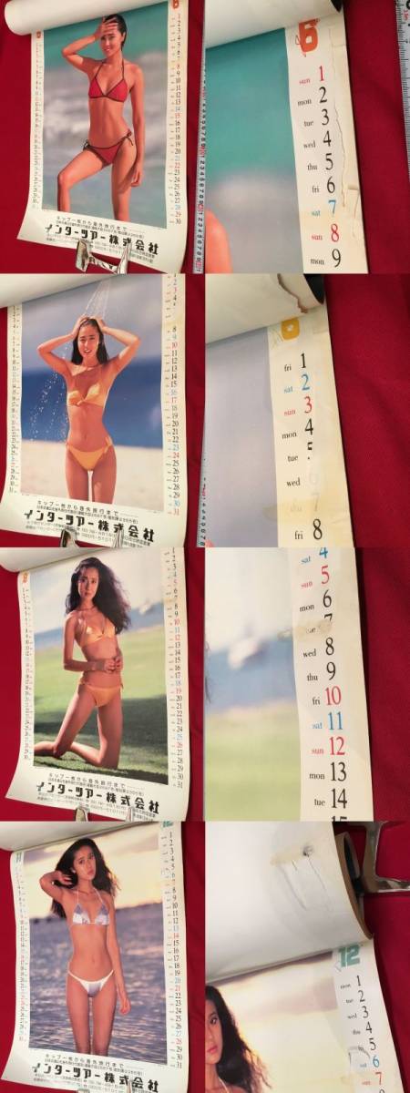 m4037【未使用カレンダー LOVELY 1996】浅野ゆう子 ビキニ 水着 全葉揃