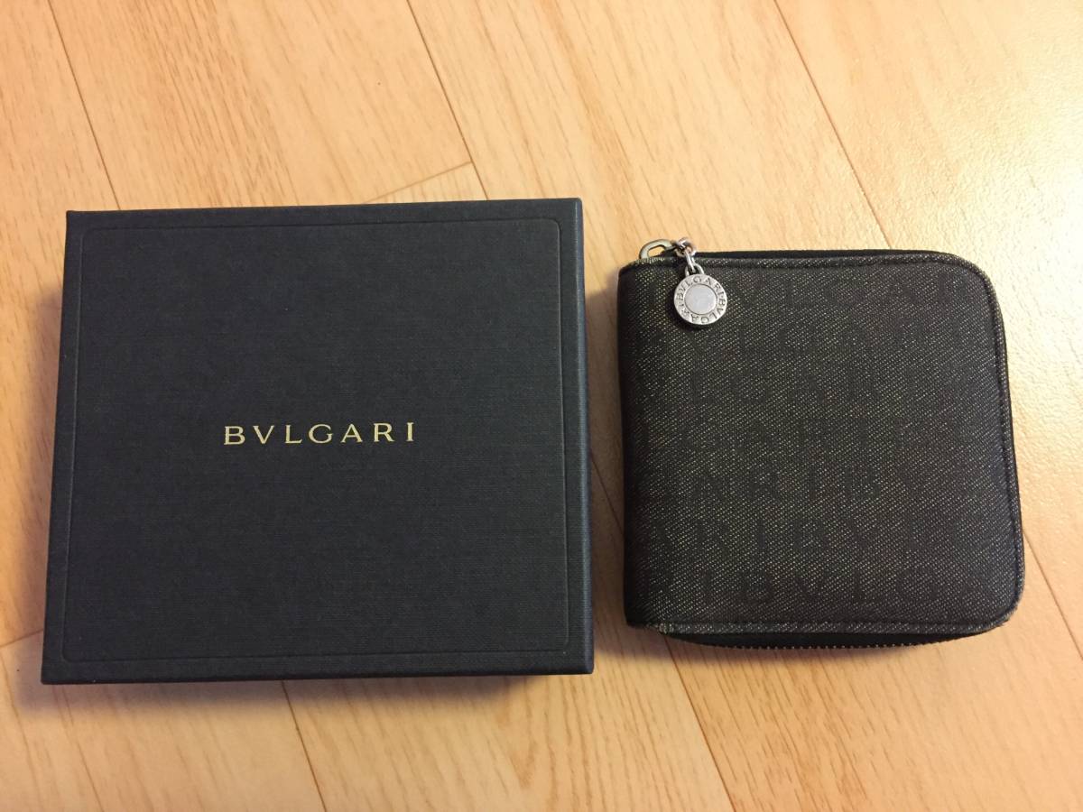 ♪BVLGARI ブルガリ 二つ折りラウンドファスナー財布 コンパクトジップ