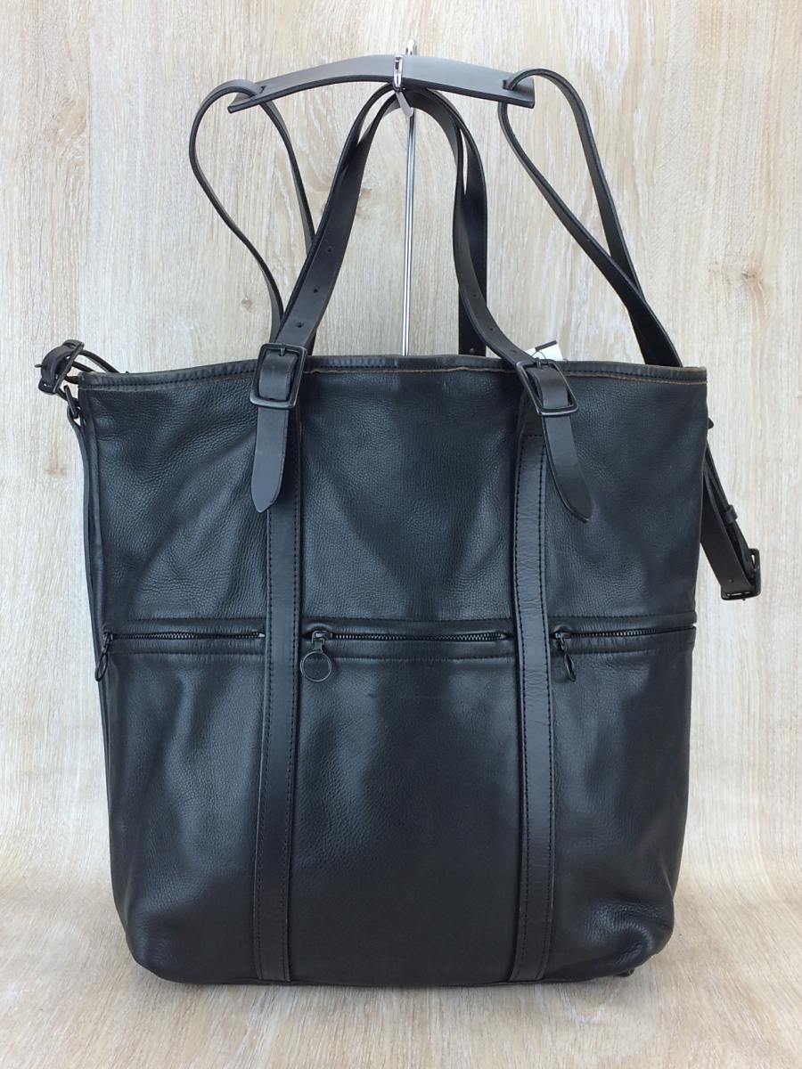 ISAMU KATAYAMA BACKLASH◆トートバッグ/レザー/BLK/無地