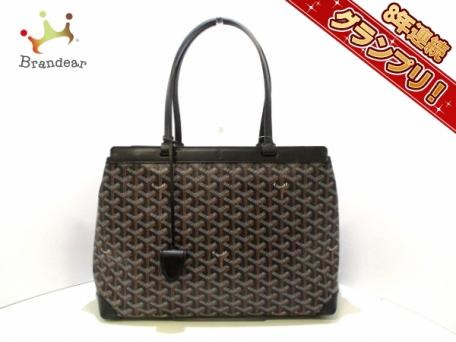 ゴヤール GOYARD バッグ トートバッグ コーティングキャンバス×レザー 黒×ブラウン×マルチ ベルシャスPM 美品