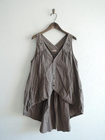 □キャピタル KAPITAL *コットンデザインベスト*0XS綿薄手チュニック 