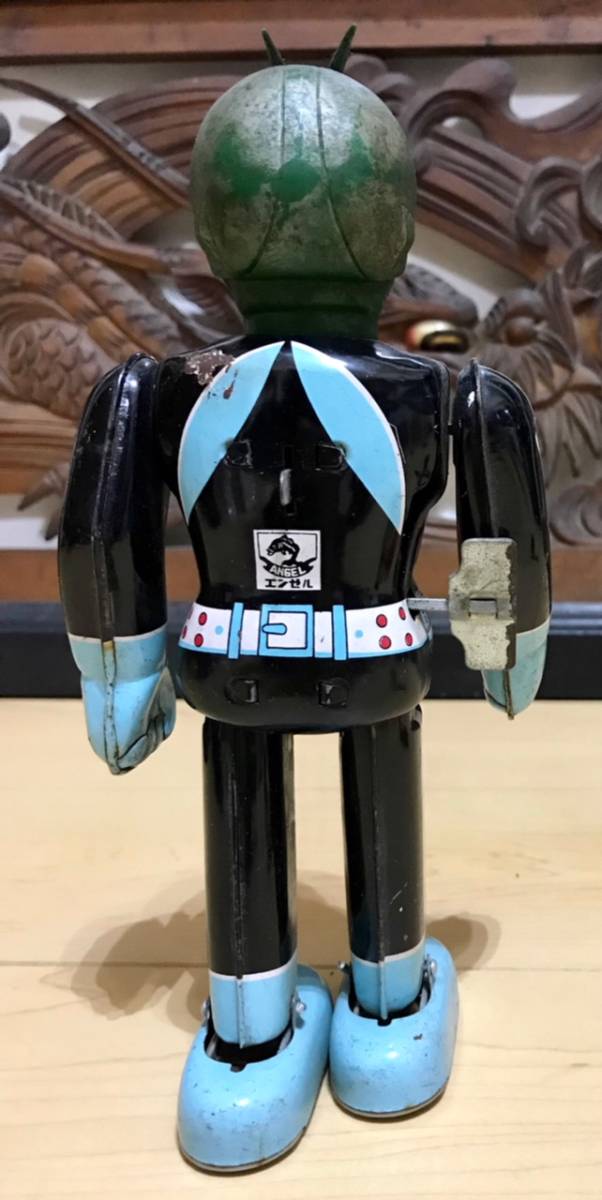 エンゼル仮面ライダー2号 動作不良当時物ブリキ ゼンマイ歩行 TIN TOY