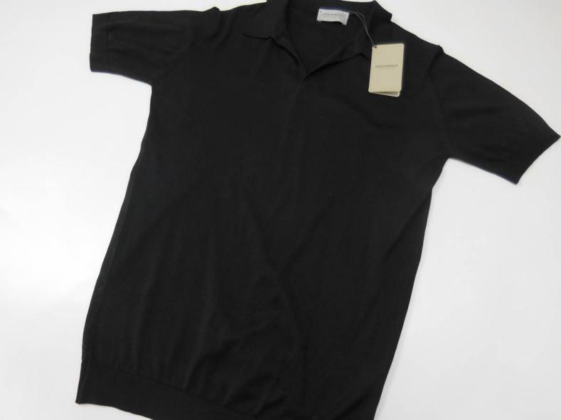 新品 ジョンスメドレー コットン半袖ポロ S メンズ NOAH ブラック John Smedley 英国製 並行輸入品