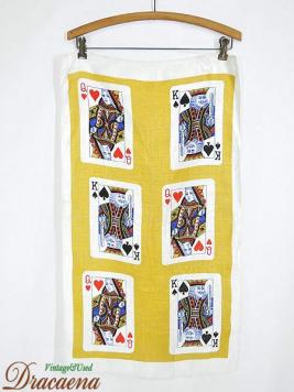 古着 雑貨 King & Queen トランプ柄 プリント オールド リネン タペストリー ファブリック インテリア 雑貨