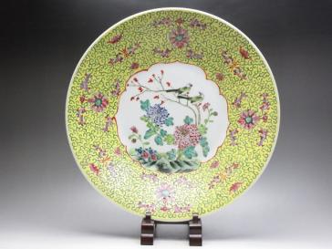 集】022016粉彩大皿 花草文絵 中国清時代美術焼物 | 粉彩